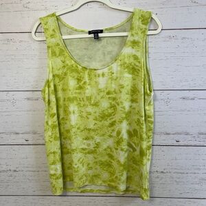 Kenneth Cole New York Lime Green and White Tie Dye Stretchy Tank Top, size XL